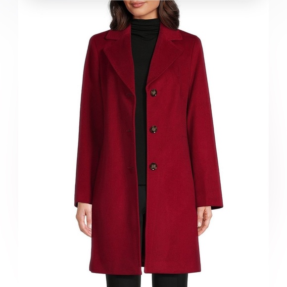 NWOT Dark Red Donna Karan Wool Cashmere Blend Winter Coat XL Petite GORGEOUS - Picture 1 of 7